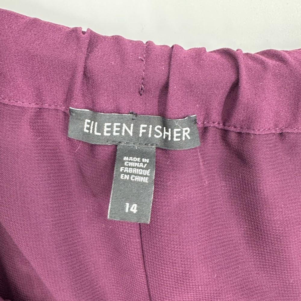 Eileen Fisher Pleat Skirt Pleated Eggplant Dark Purple Sz 14 - Picture 6 of 9